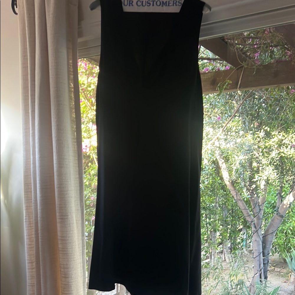 Eileen Fisher Black Sheath Midi Dress V-neck Sleeveless